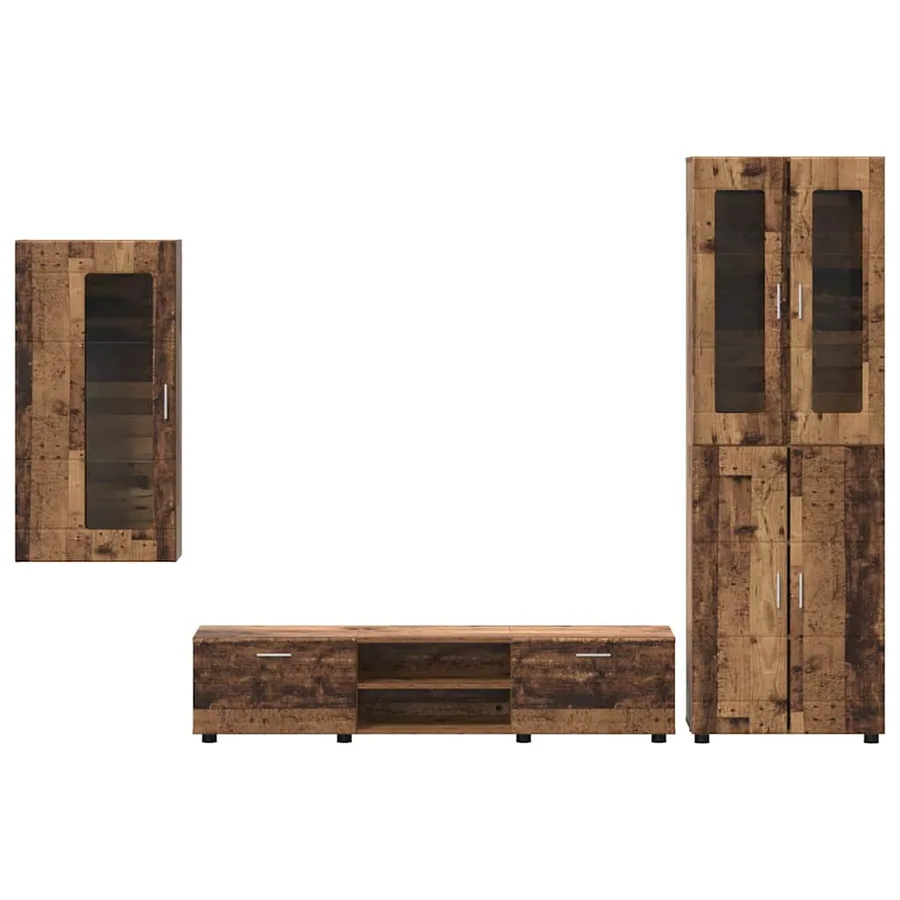 Ensemble meuble TV FLORIN 3 pcs Bois ancien Bois d'ingénierie - 9