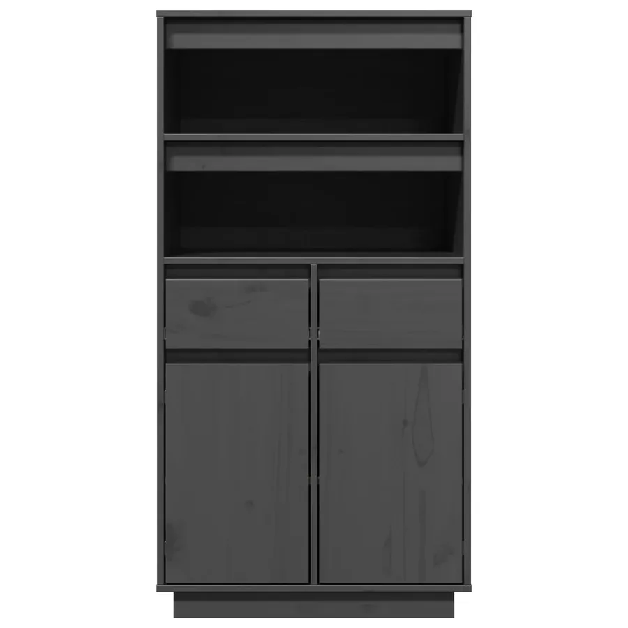 Buffet haut Gris 60x40x116,5 cm Bois massif de pin - 5