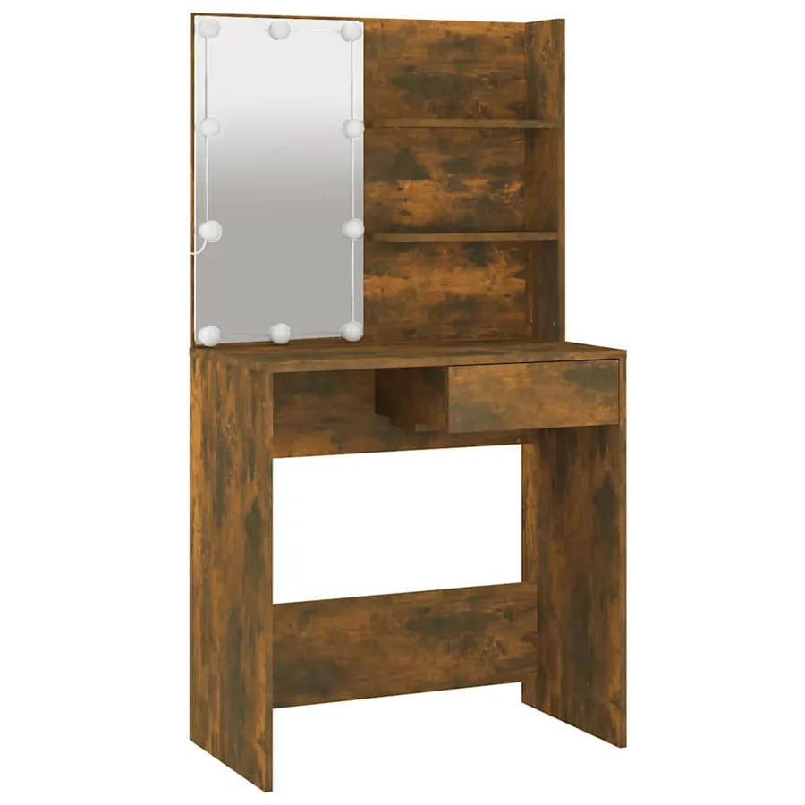 Coiffeuse avec LED Chêne fumé 74,5x40x141 cm - 3