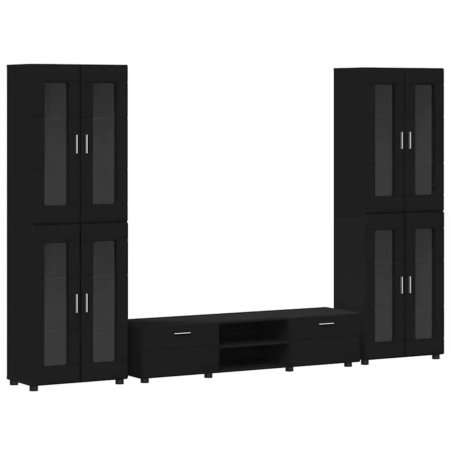 Ensemble meuble TV FLORIN 3 pcs Noir Bois d'ingénierie - 2