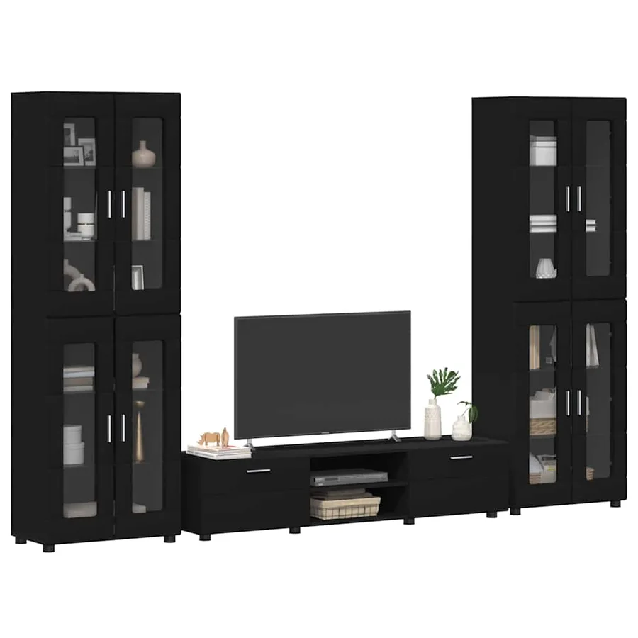 Ensemble meuble TV FLORIN 3 pcs Noir Bois d'ingénierie - 3