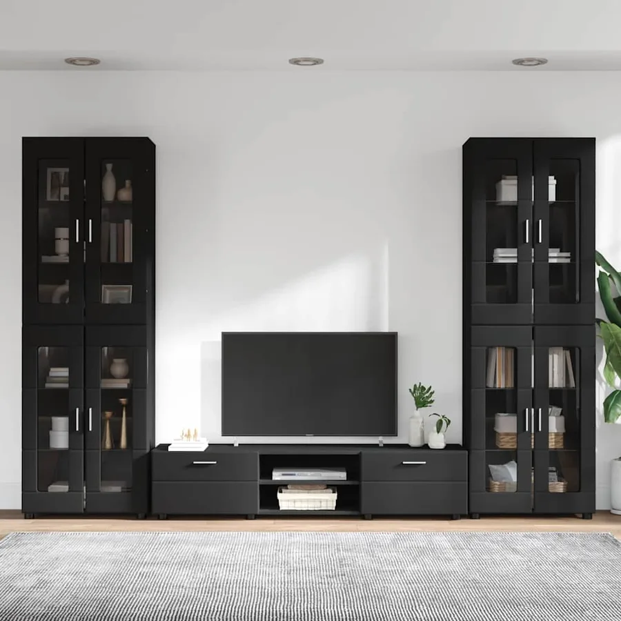Ensemble meuble TV FLORIN 3 pcs Noir Bois d'ingénierie - 4