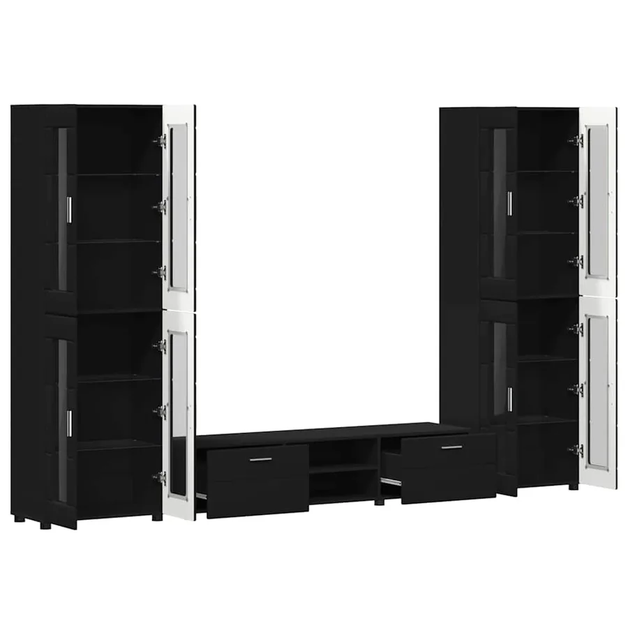 Ensemble meuble TV FLORIN 3 pcs Noir Bois d'ingénierie - 5