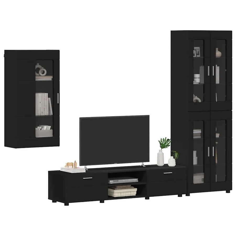 Ensemble meuble TV FLORIN 3 pcs Noir Bois d'ingénierie - 3