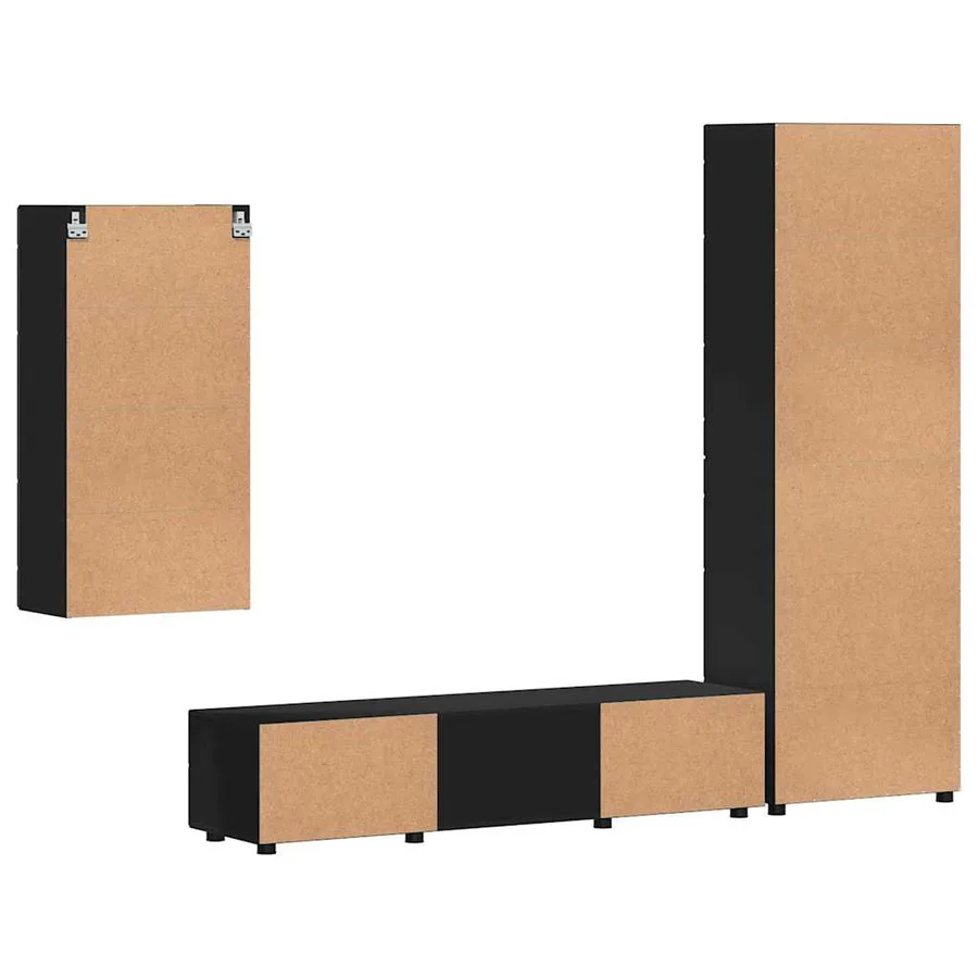 Ensemble meuble TV FLORIN 3 pcs Noir Bois d'ingénierie - 8