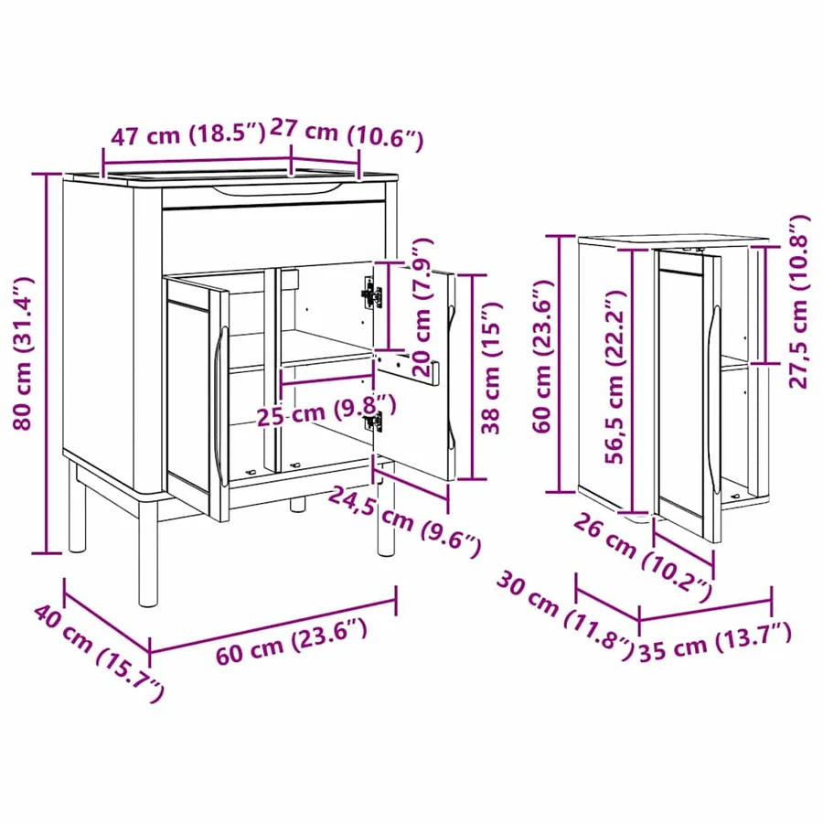 Ensemble de mobilier de salle de bain FLORO 4 pcs Cire marron - 17