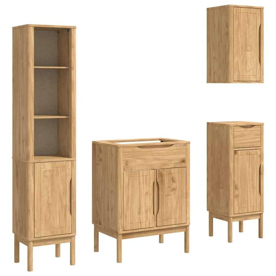 Ensemble de mobilier de salle de bain FLORO 4 pcs Cire marron - 2