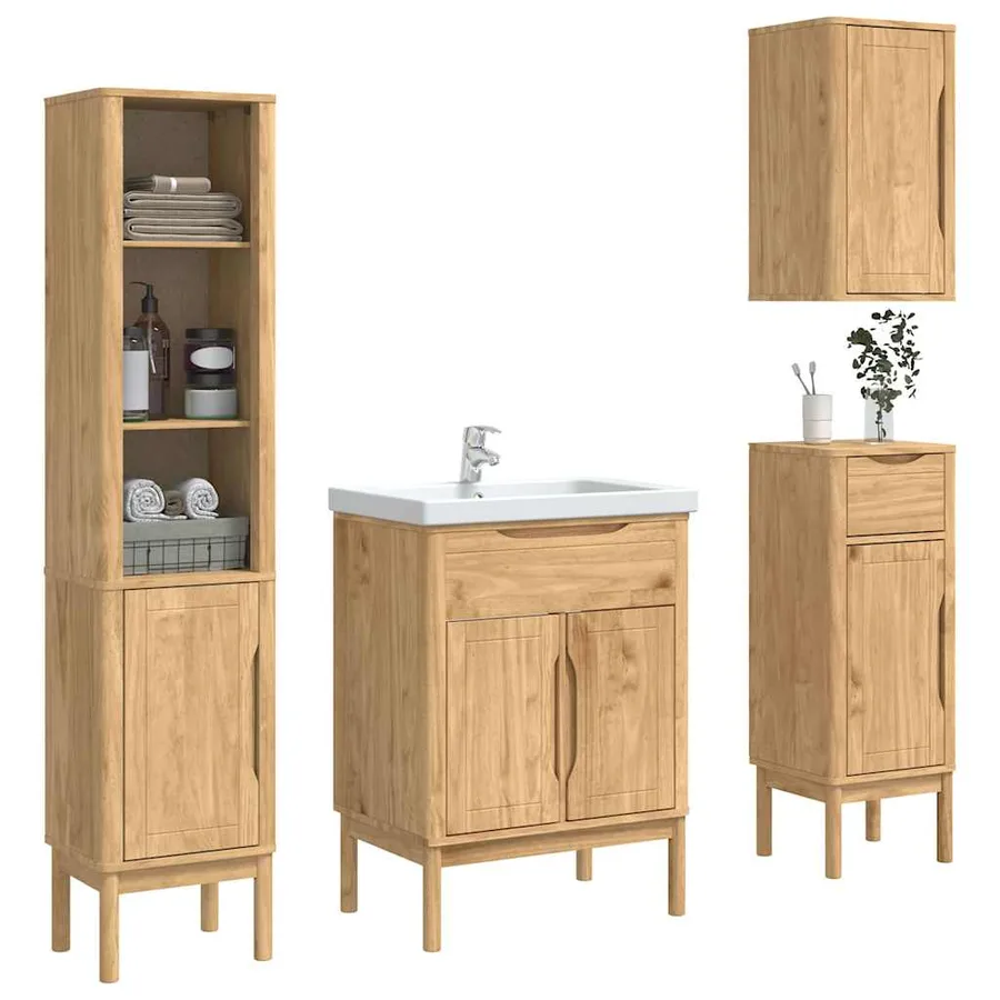 Ensemble de mobilier de salle de bain FLORO 4 pcs Cire marron - 3