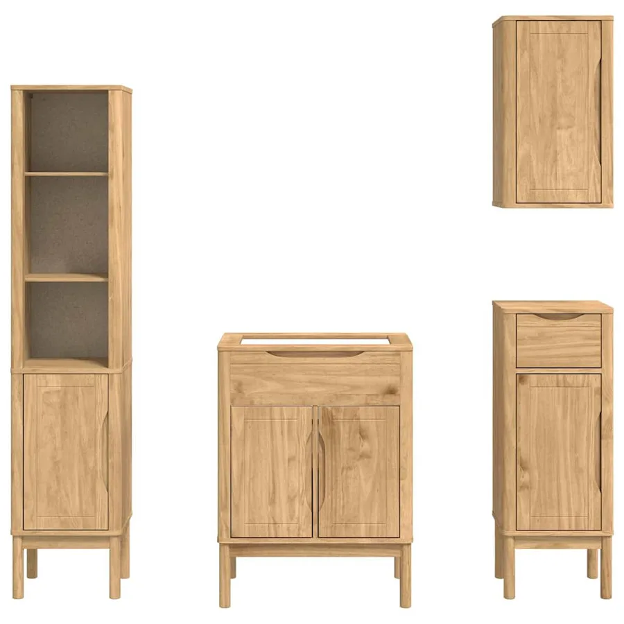 Ensemble de mobilier de salle de bain FLORO 4 pcs Cire marron - 8