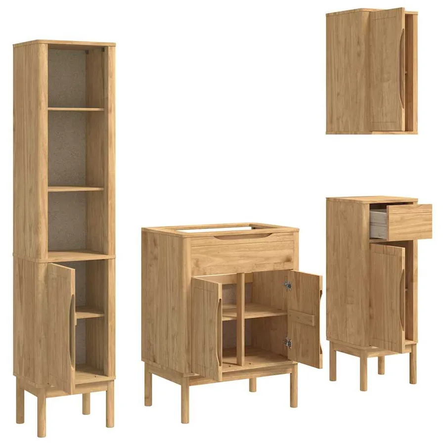 Ensemble de mobilier de salle de bain FLORO 4 pcs Cire marron - 9