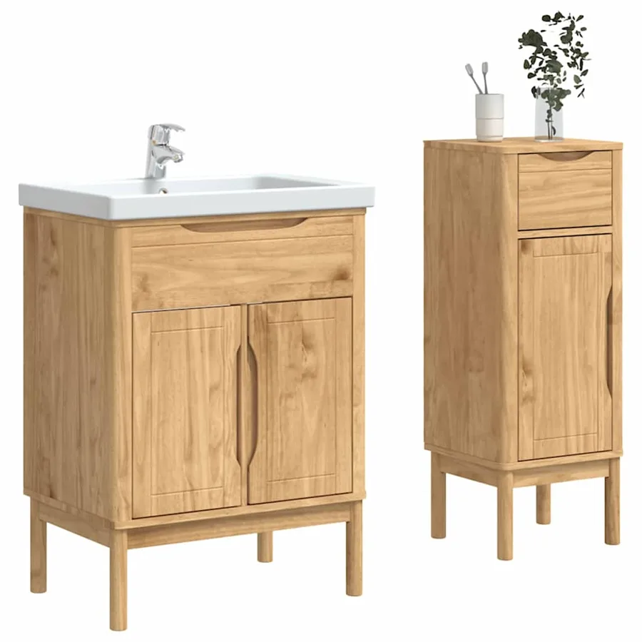 Ensemble de mobilier de salle de bain FLORO 2 pcs Cire marron - 3