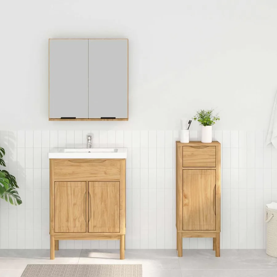 Ensemble de mobilier de salle de bain FLORO 2 pcs Cire marron - 4