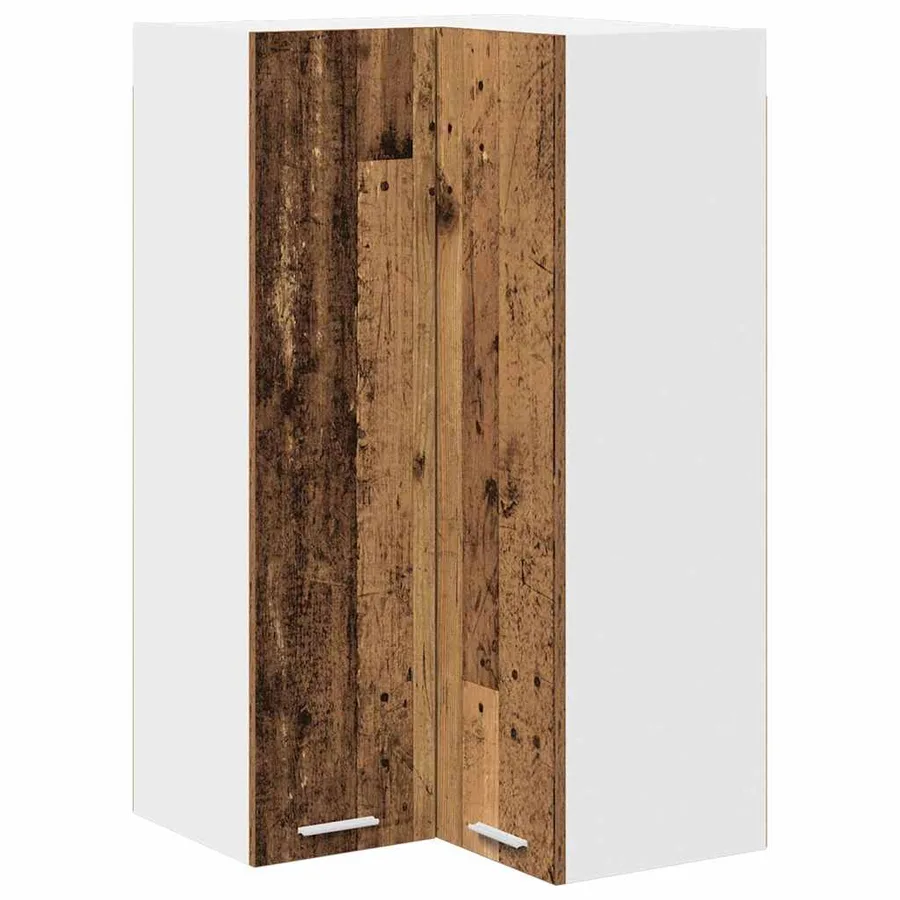 Armoire suspendue Bois ancien et Blanc 57 x 57 x 100 cm - 2