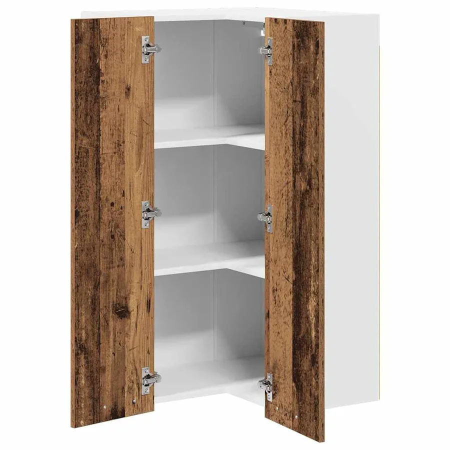 Armoire suspendue Bois ancien et Blanc 57 x 57 x 100 cm - 5