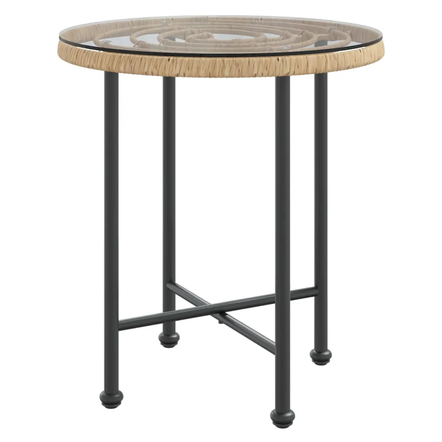Table de salle à manger Ø50 cm Verre trempé et acier - 2