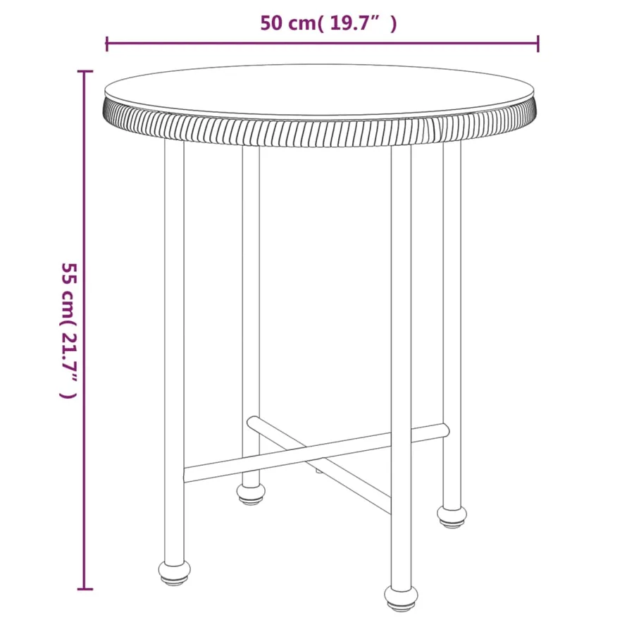 Table de salle à manger Ø50 cm Verre trempé et acier - 6