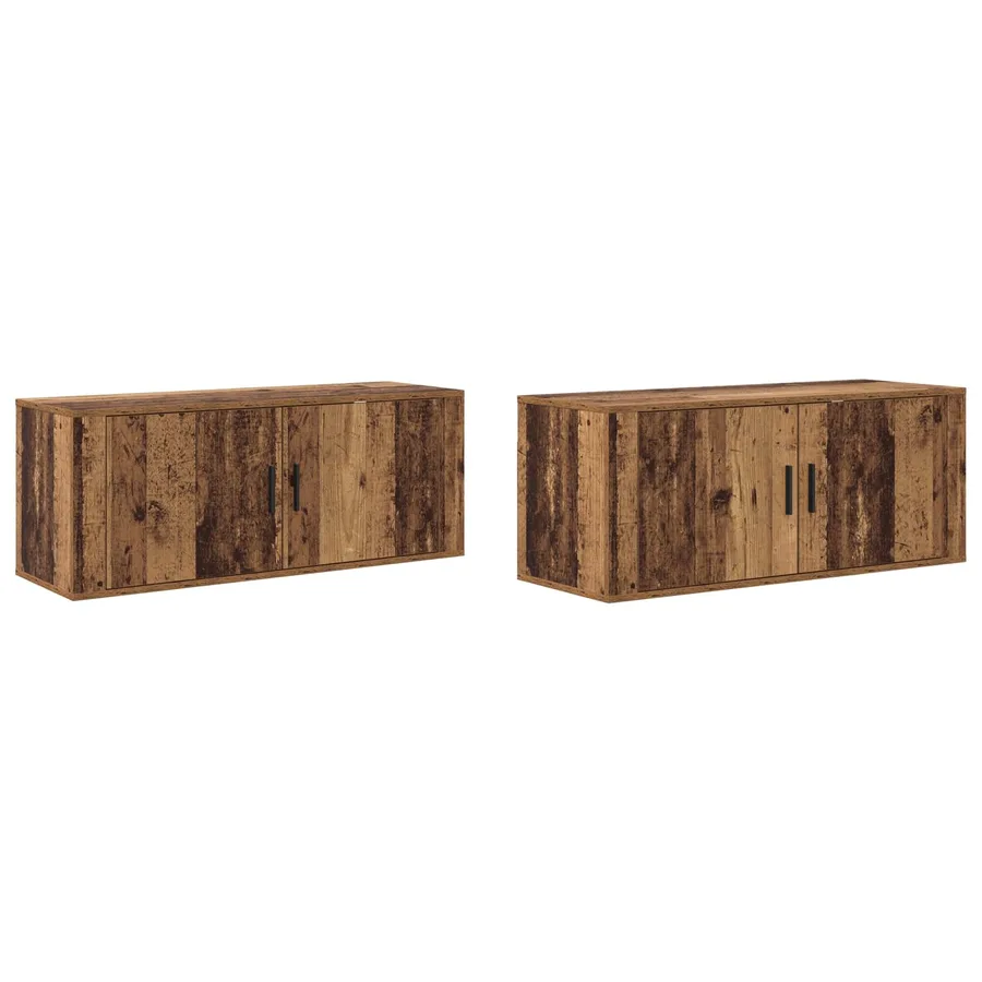 Ensemble de meuble TV mural 2 pcs Bois Ancien Bois d'ingénierie - 2