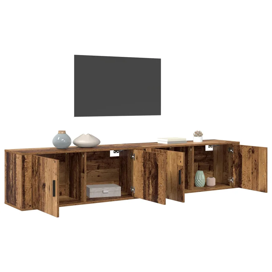 Ensemble de meuble TV mural 2 pcs Bois Ancien Bois d'ingénierie - 3