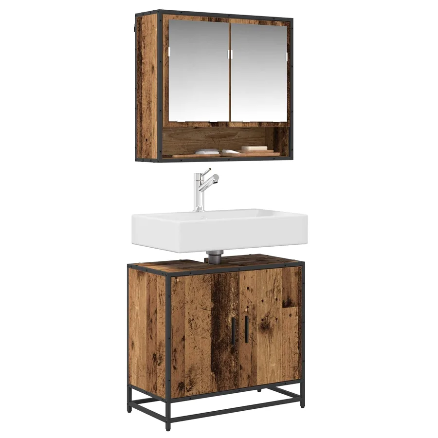 Meuble de Lavabo de Salle de Bain Bois Ancien 65 x 33 x 60 cm - 3