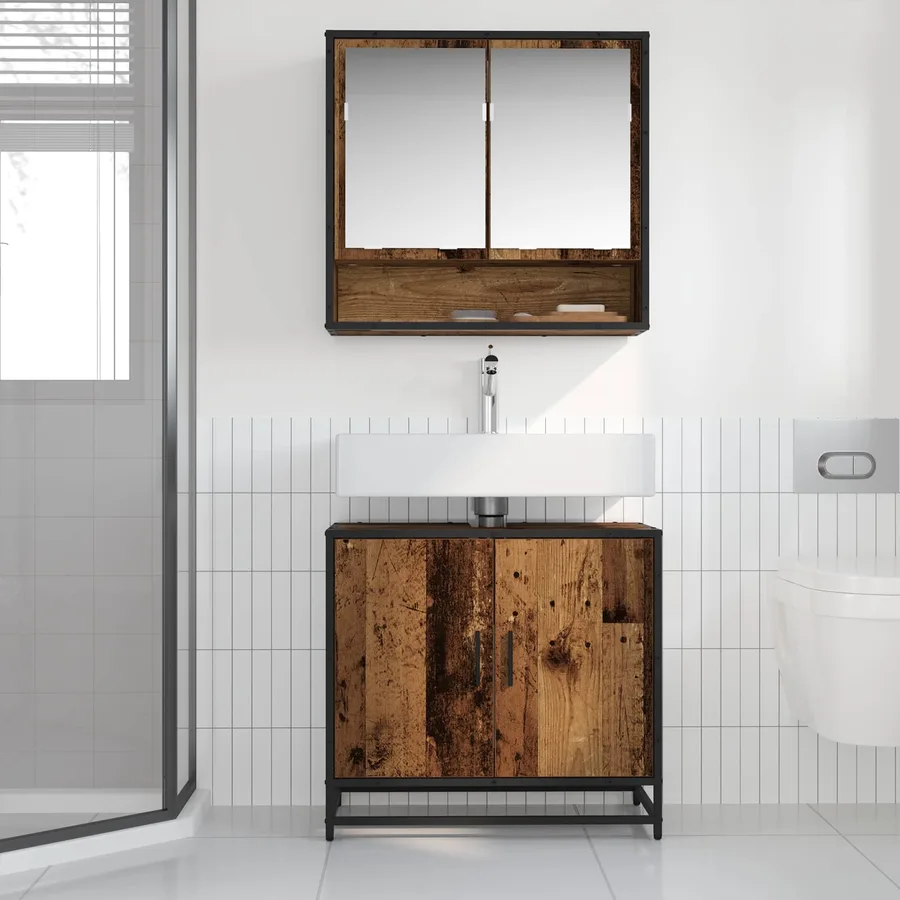 Meuble de Lavabo de Salle de Bain Bois Ancien 65 x 33 x 60 cm - 4