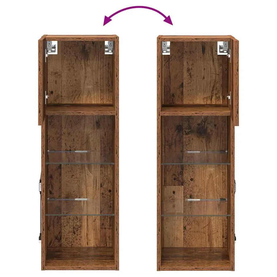 Meubles TV muraux avec LED 2 pcs Bois ancien 30,5 x 30 x 90 cm - 14