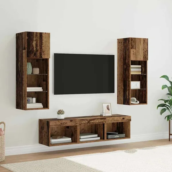 Meubles TV muraux 5 pcs Chêne noir Bois d'ingénierie