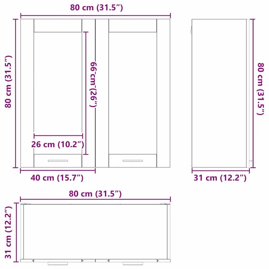 Armoire suspendue Blanc 80 x 31 x 80 cm Bois d'ingénierie - 12