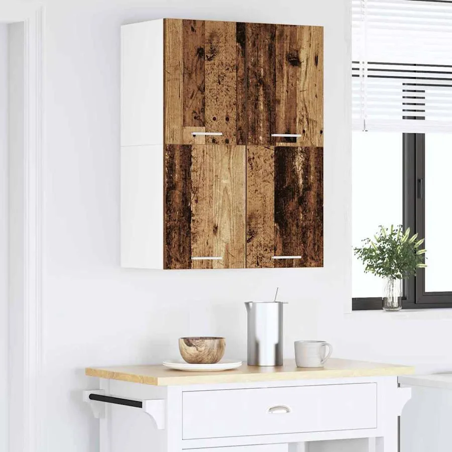 Armoire suspendue 2 pcs Bois ancien et Blanc 60 x 31 x 40 cm - 4
