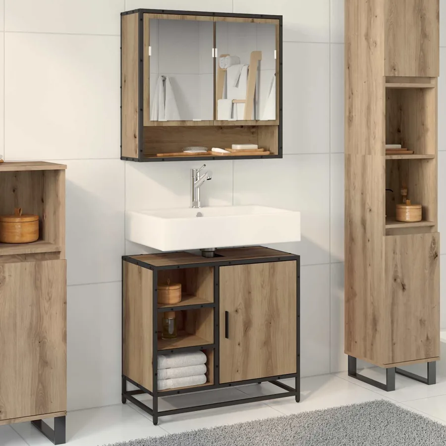 Cabinet de salle de bain Chêne artisanal 65 x 33 x 60 cm
