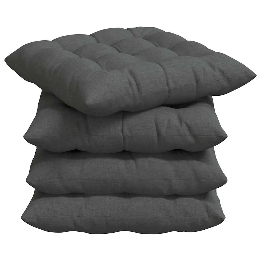 Coussins de siège 4 pcs Gris foncé 40 x 40 x 6 cm tissu - 2