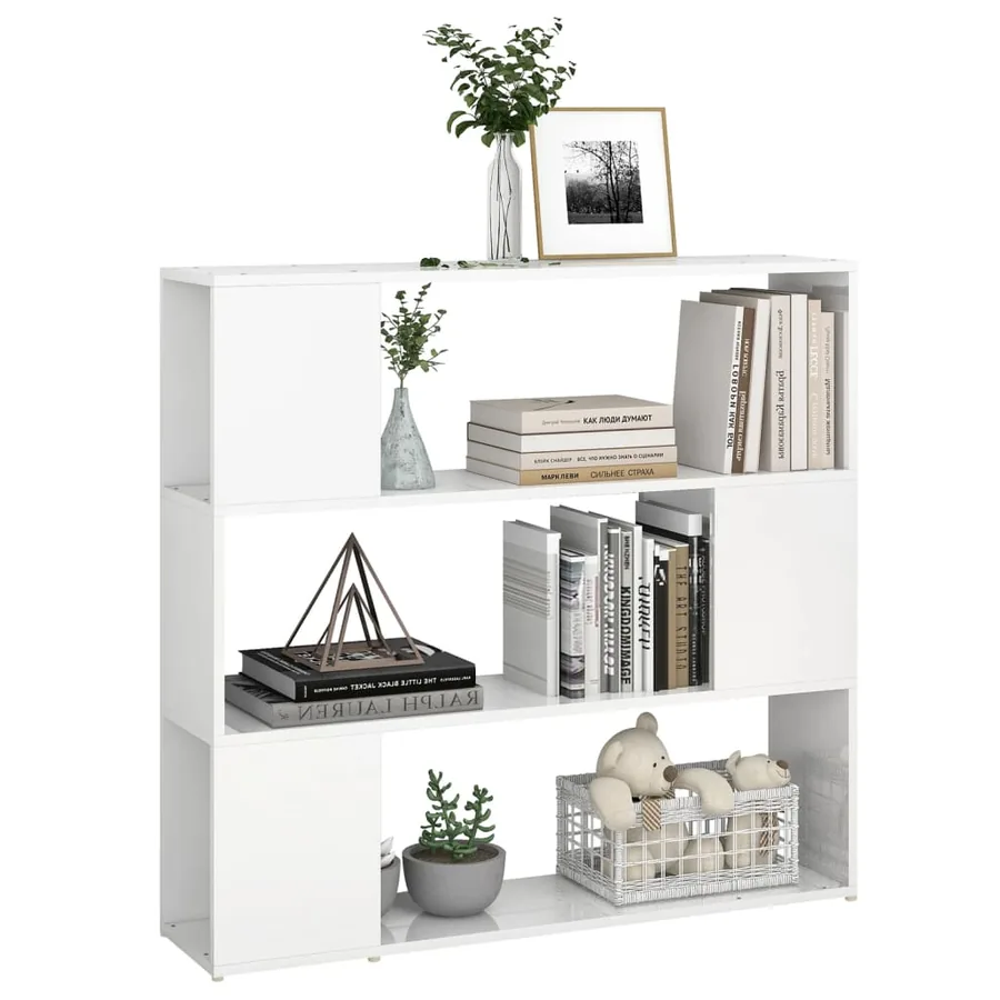 Bibliothèque/Séparateur de pièce Blanc brillant 100x24x94 cm - 4