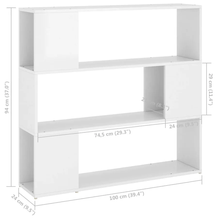 Bibliothèque/Séparateur de pièce Blanc brillant 100x24x94 cm - 7