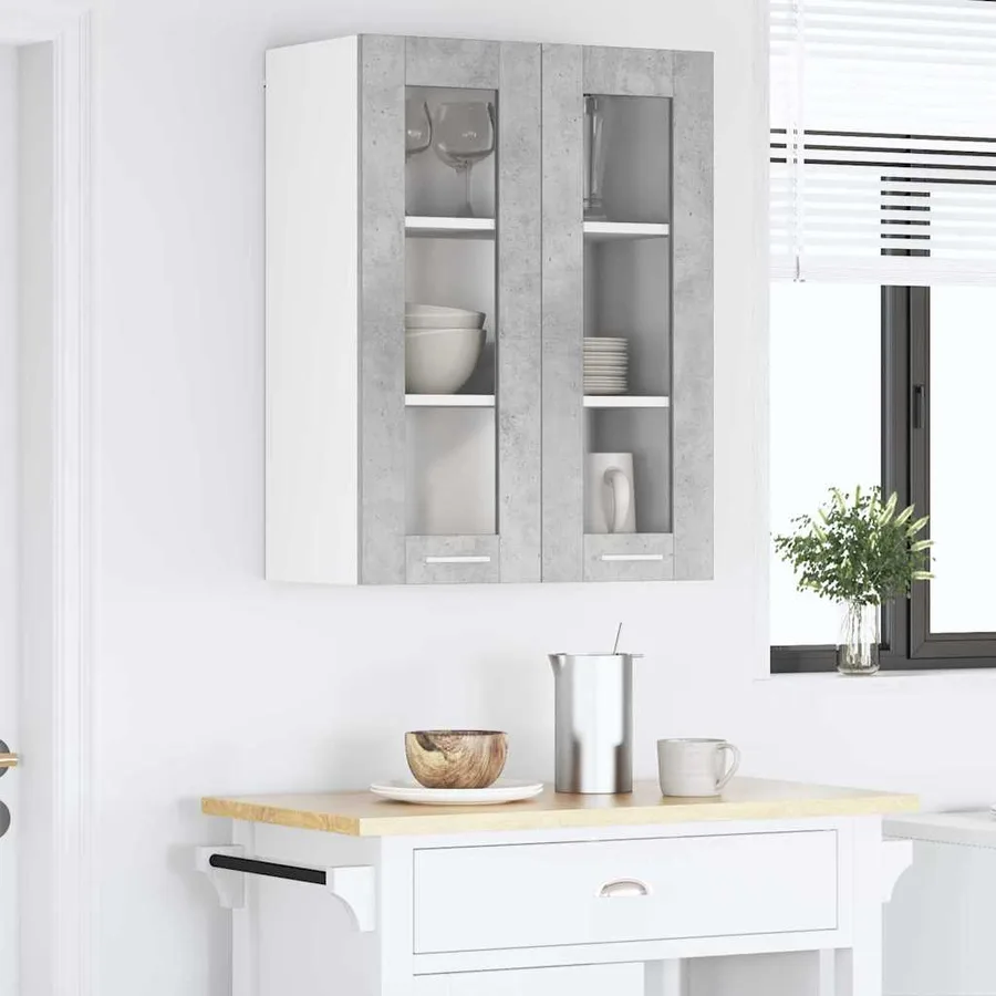 Armoire suspendue Gris béton 60 x 31 x 80 cm Bois d'ingénierie - 4