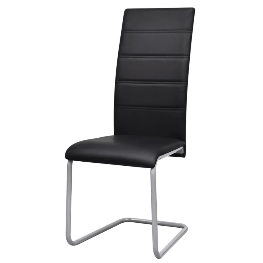 Chaises à manger cantilever lot de 4 noir similicuir - 2
