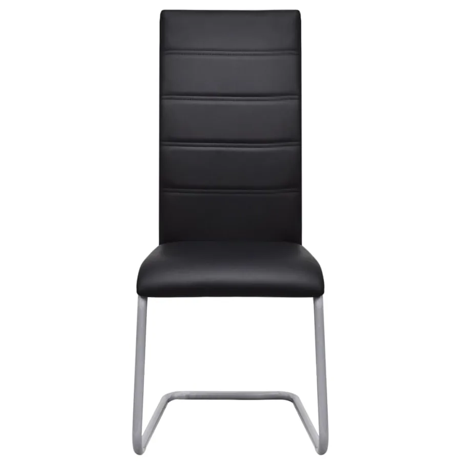 Chaises à manger cantilever lot de 4 noir similicuir - 3