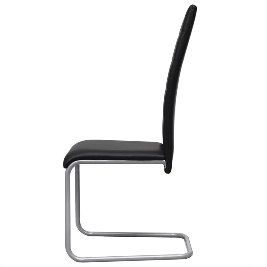 Chaises à manger cantilever lot de 4 noir similicuir - 4