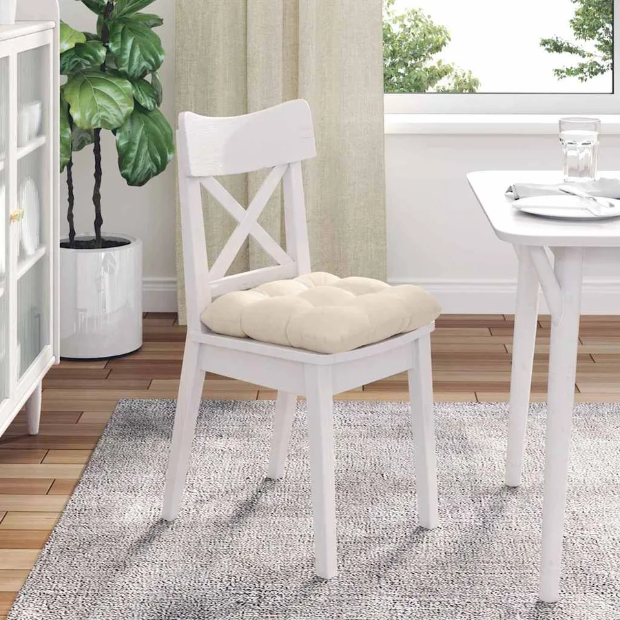 Coussins de siège 4 pcs Beige 40 x 40 cm Tissu en microfibre - 4