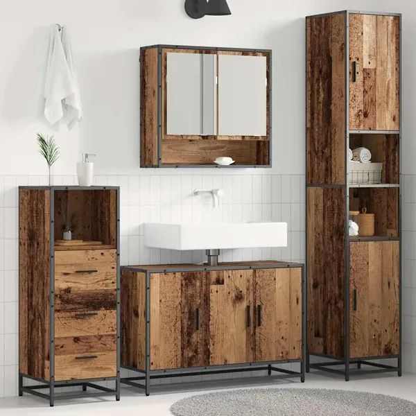Ensemble de mobilier de salle de bain 3 pcs Bois Ancien