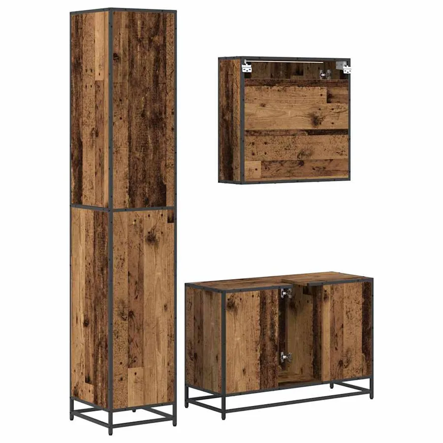 Ensemble de mobilier de salle de bain 3 pcs Bois Ancien - 9