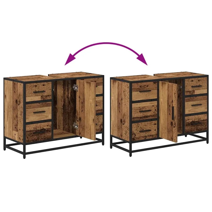 Ensemble de mobilier de salle de bain 2 pcs Bois Ancien - 14
