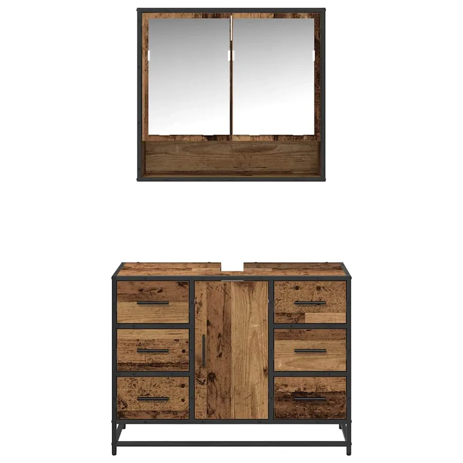 Ensemble de mobilier de salle de bain 2 pcs Bois Ancien - 7