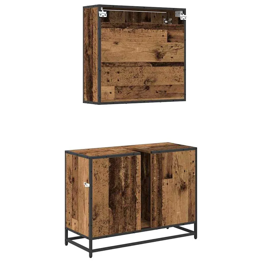 Ensemble de mobilier de salle de bain 2 pcs Bois Ancien - 9