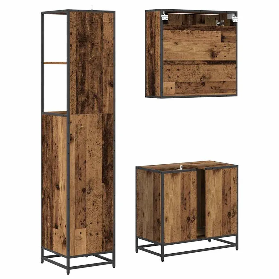 Ensemble de mobilier de salle de bain 3 pcs Bois Ancien - 9