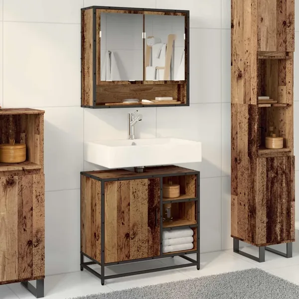 Ensemble de mobilier de salle de bain 2 pcs Bois Ancien