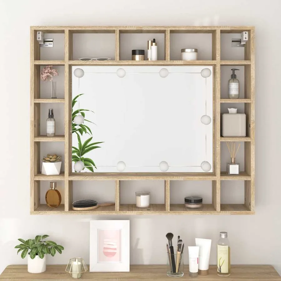 Armoire de miroir avec LED Chêne sonoma 91x15x76,5 cm - 5