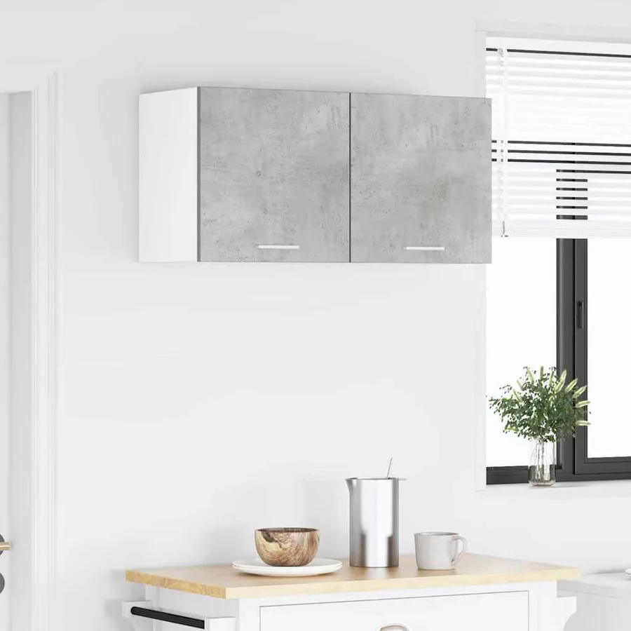 Armoire suspendue 2 pcs Gris béton et Blanc 40 x 31 x 40 cm - 4