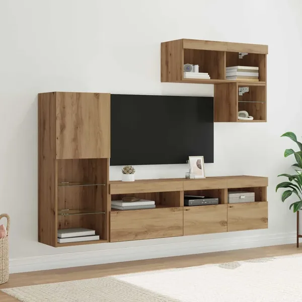 Meubles TV muraux 6 pcs Chêne artisanal Bois d'ingénierie