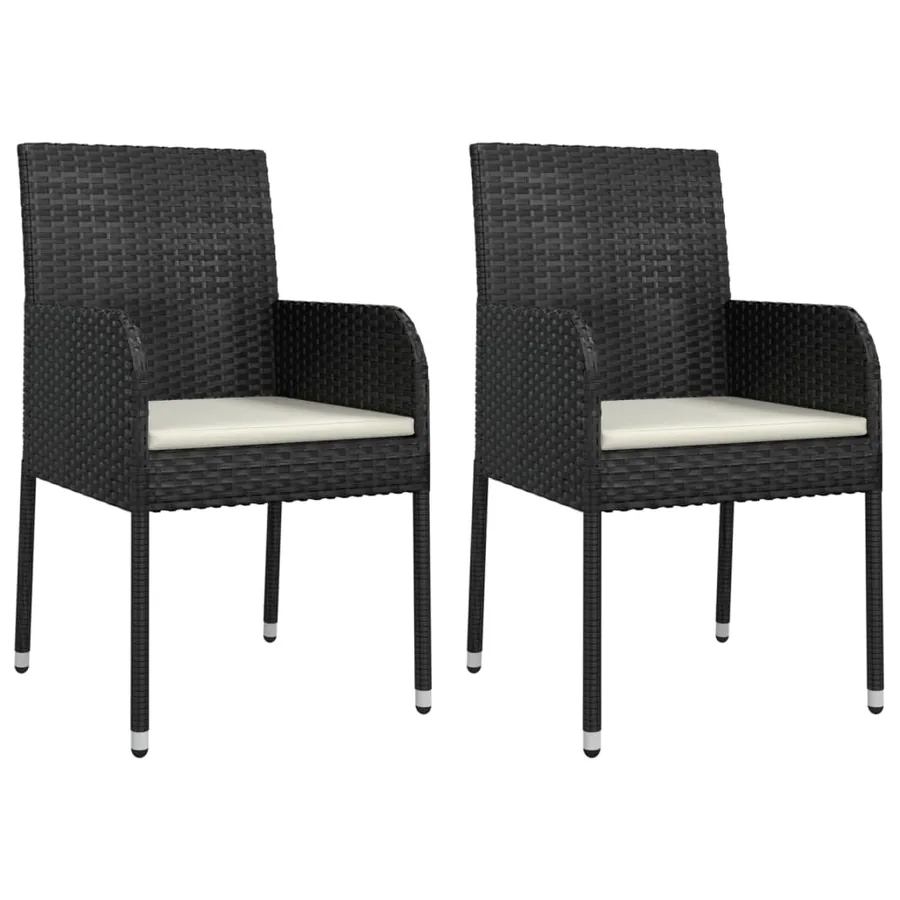 Chaises de jardin lot de 2 avec coussins Résine tressée Noir - 2