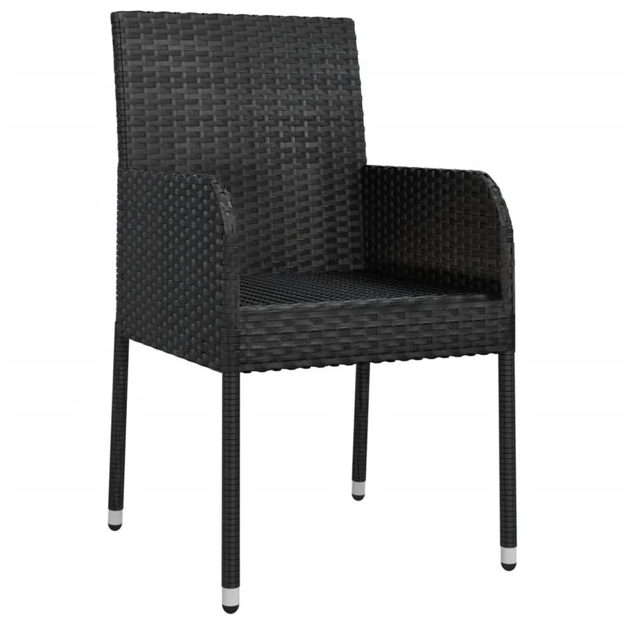 Chaises de jardin lot de 2 avec coussins Résine tressée Noir - 4
