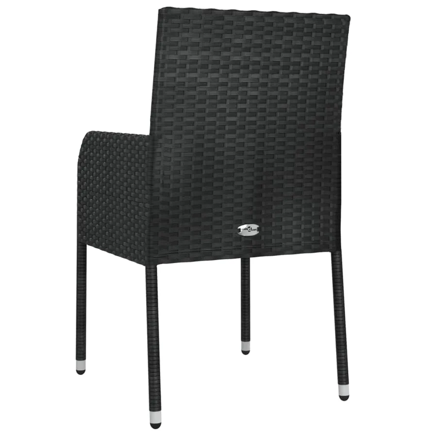 Chaises de jardin lot de 2 avec coussins Résine tressée Noir - 7